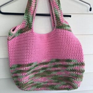 New Handmade Camo Pink Crochet Handbag